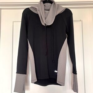 Marika Tek Dry Wik Performance Black & Gray Cowl Neck Long Sleeve Top Size S